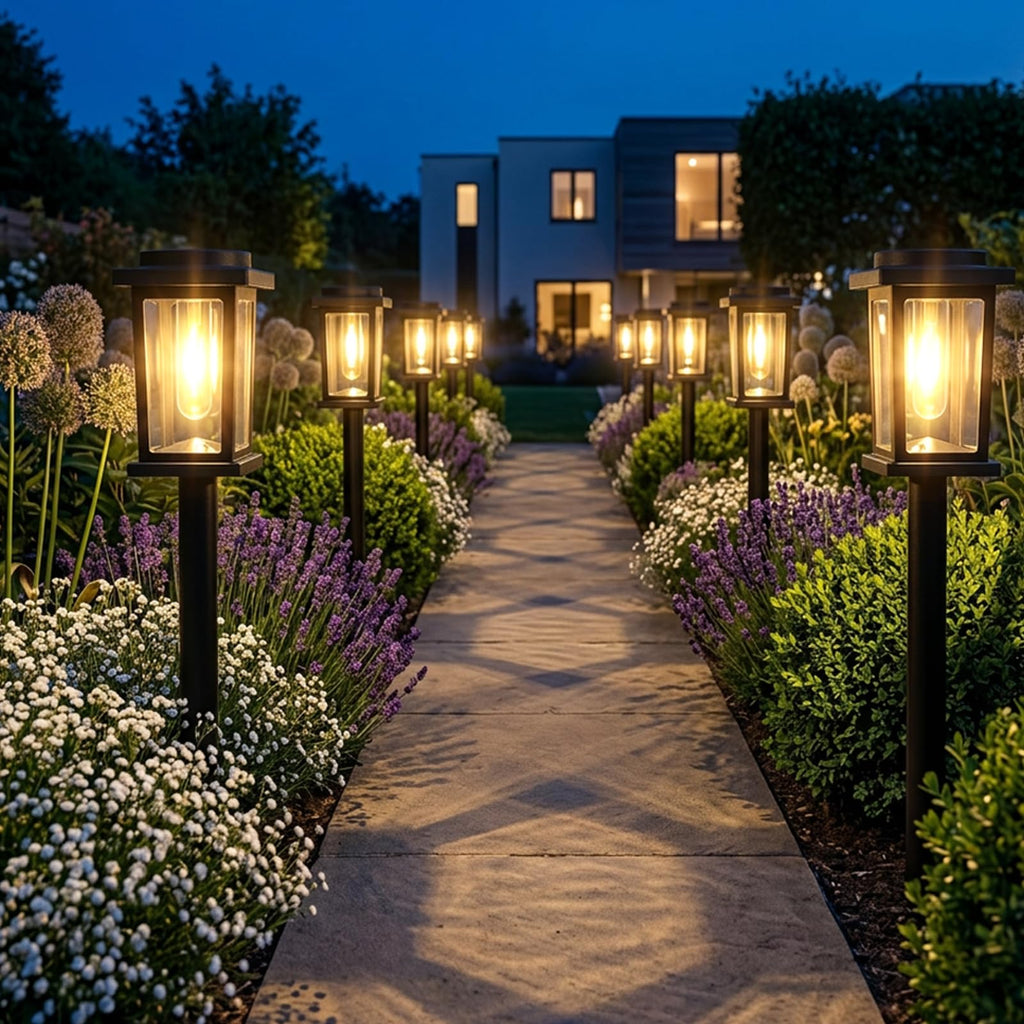 Melunar Solar Pathway Lights Outdoor, 12 Pack Solar Powered Garden Lights Waterproof, Auto On/Off Outdoor Landscape Lights for Patio, Walkway, Driveway, Lawn, Pool Decor. (Warm White)