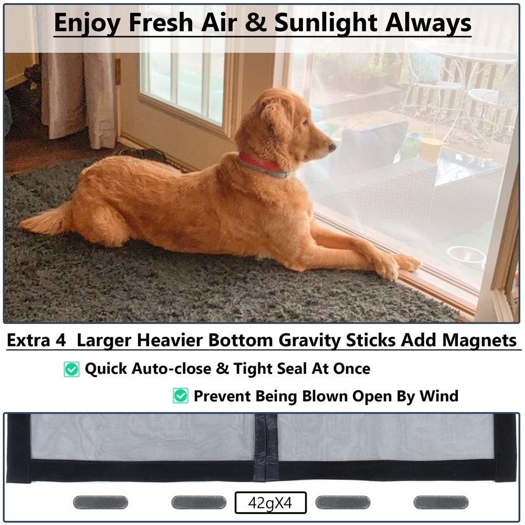 Upgraded Magnetic Screen Door Thicker 250g/m² Reinforced Mesh,36 Longer Magnets,Door Screen Magnetic Closure for Single Door,Screen Size 34 x81 Inch,Fit Doors to 32 x 80 Inch