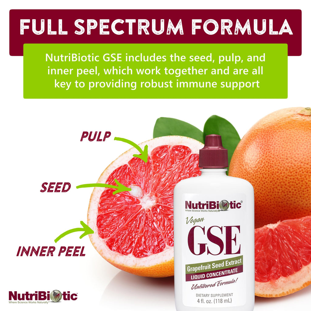 NutriBiotic – GSE, 4 Oz Liquid | The Original Grapefruit Seed Extract Premium Concentrate with Bioflavonoids | Vegan, Gluten Free, Non-GMO (Pack of 2)