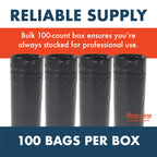 Made Here 55 Gallon Heavy Duty Commercial Trash Bags with Drawstring – Black Waste Can Liners for Office, Janitorial, and Facility Use, Leak-Resistant, 100 Count
