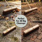 Janico Bristles Outdoor Surface Push Broom with Palmyra Bristles (18 Inch)