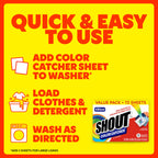 Shout Color Catcher Dye-Trapping Laundry Sheets, 72 Count, (2-Pack)