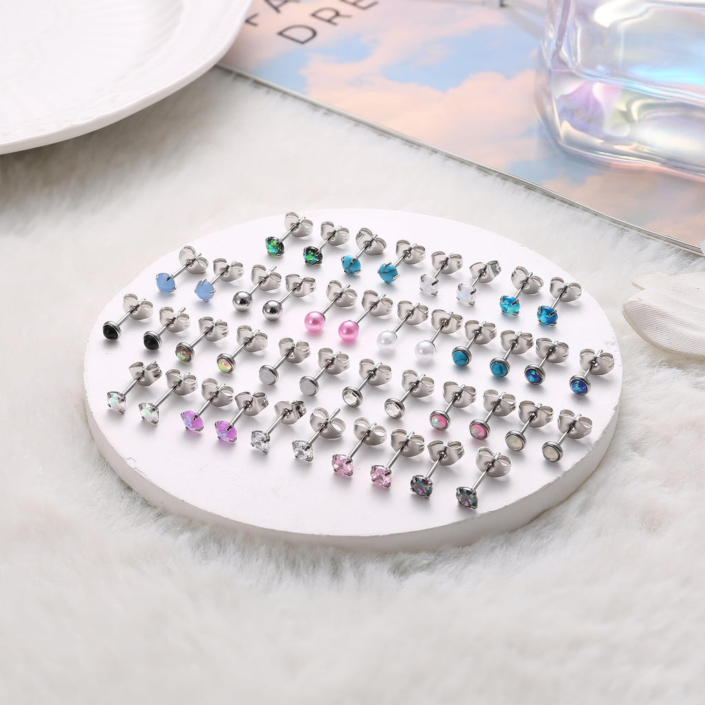 YADOCA 21 Pairs Hypoallergenic Surgical Steel Stud Earrings for Women Men