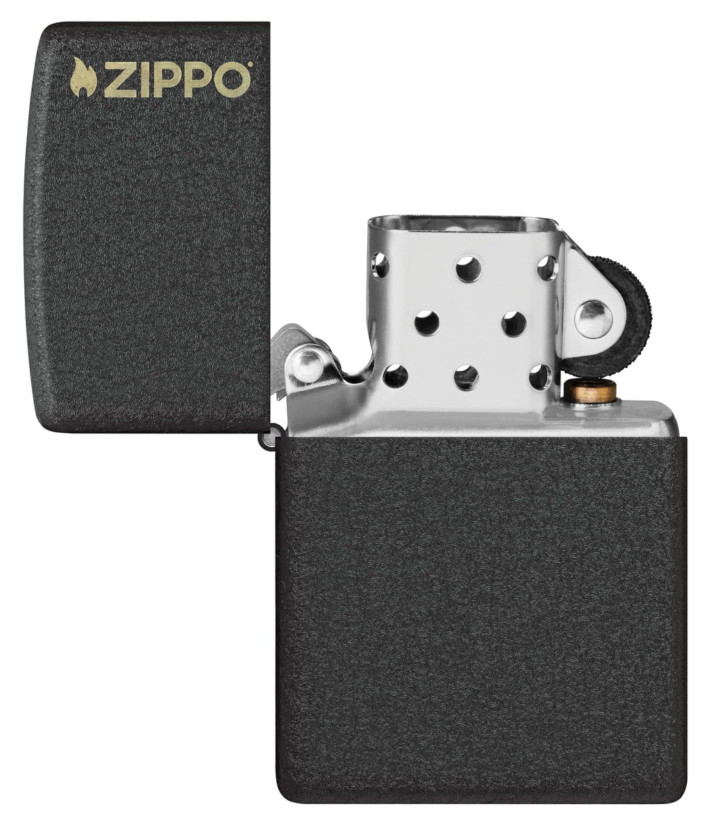Zippo Classic Black Crackle Logo Pocket Lighter