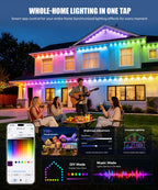 POOFZY Permanent Outdoor Lights 100FT, RGB+IC Smart Outdoor Lights for House, App & Voice Control, Waterproof Outdoor Eave Lights for Christmas Holiday Patio Yard Decor