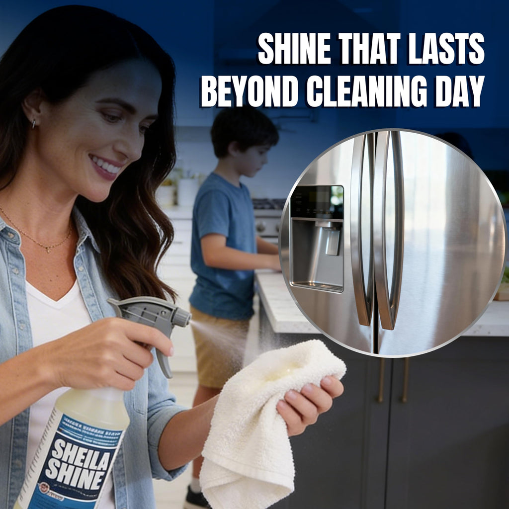 Sheila Shine 32oz Stainless Steel Cleaner and Polish - Cleans, Polishes & Protects Kitchen Appliances, Refrigerators, Sinks, Ovens & Grills - Leaves Streak Free Shine - Stainless Steel Spray Cleaner