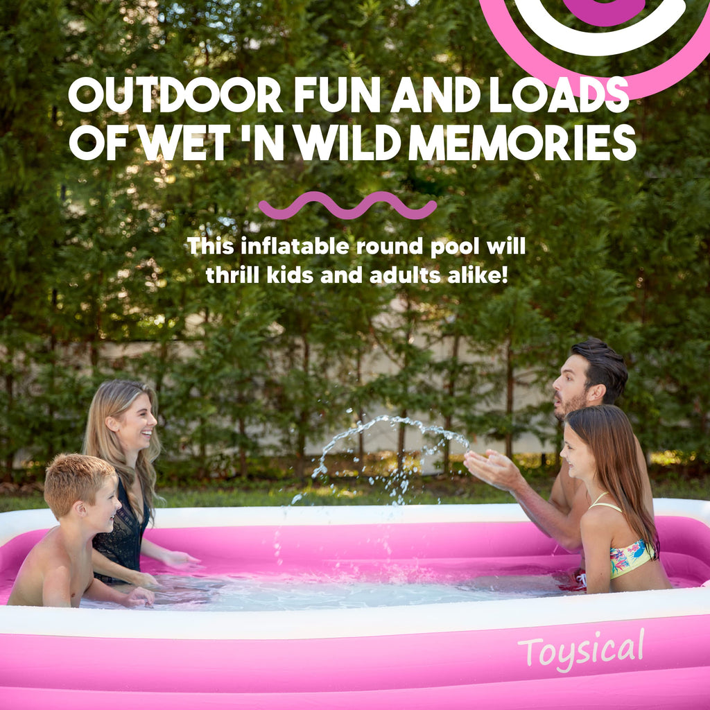Toysical Inflatable Pool for Kids and Adults - 118 x 72 x 22 - More Durable Than Other Blow up Pools for Adults - Includes Patches
