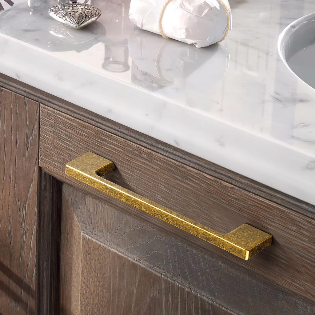 TUNNY 10 Pack Classic Cabinet Handles-3"/76mm Screw Spacing Antique Brass Furniture Hardware Handles for Kitchen Cabinets Bedroom Cabinet Pull