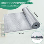 Reflective Bubble Insulation Sheet, Double Side Aluminum Foil Bubble Shield, Aluminum Foil Thermal Insulation Radiant Barrier for Windows, RV, Roof, Garage Door (47IN X 10FT)