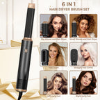 Yitrust 6 in 1 Hair Dryer Brush, Blow Dryer Brushies Ionic Hair Dryer, Oval Hot Air Brush, Hair Curler Straightener Magic Styler Autowrap Air Styler
