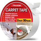 Trazon Carpet Tape Double Sided - Rug Tape Grippers for Hardwood Floors and Area Rugs - Carpet Binding Tape Strong Adhesive and Removable, Heavy Duty Stickers Tape, Residue Free (2 Inch / 30 Yards)