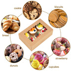 Moretoes 28pcs Cookie Boxes with Window, 9x6x3 Inch Brown Bakery Boxes Pastry Containers for Chocolate Covered Strawberries, Candy, Muffins, Donuts