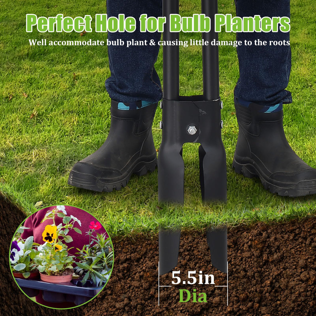 REILEIHODE Post Hole Digger 4.5FT Heavy Duty Hole Digger with Dual Sharp Blades Professional Manual Hole Digger Tool for Gardening Transplanting Fence Installation Construction