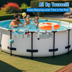 HKQ 【2026 Upgrade】 2 Sets Poolside Storage Basket with Cup Holders, Above Ground Pool Accessories, Swimming Pool Storage Basket 3-in-1 Functionality, Fits 3 Inch or Less Top Rail (Grey, 2Pcs)