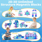 LionFuny 130PCS Magnetic Tiles, 3D Diamond Magnetic Blocks, Magnet Tiles for Kids Age 3-5 4-8 8-12, STEM Sensory Educational Magnet Toys for Kids Girls Boys Birthday Xmas Gifts