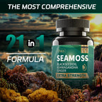 Superfood Advanced Irish Sea Moss Capsules - Sea Moss 21 in 1 Supplement Whit Black Seed, Ashwagandha, Turmeric, Bladderwrack, Burdock - 90 Count