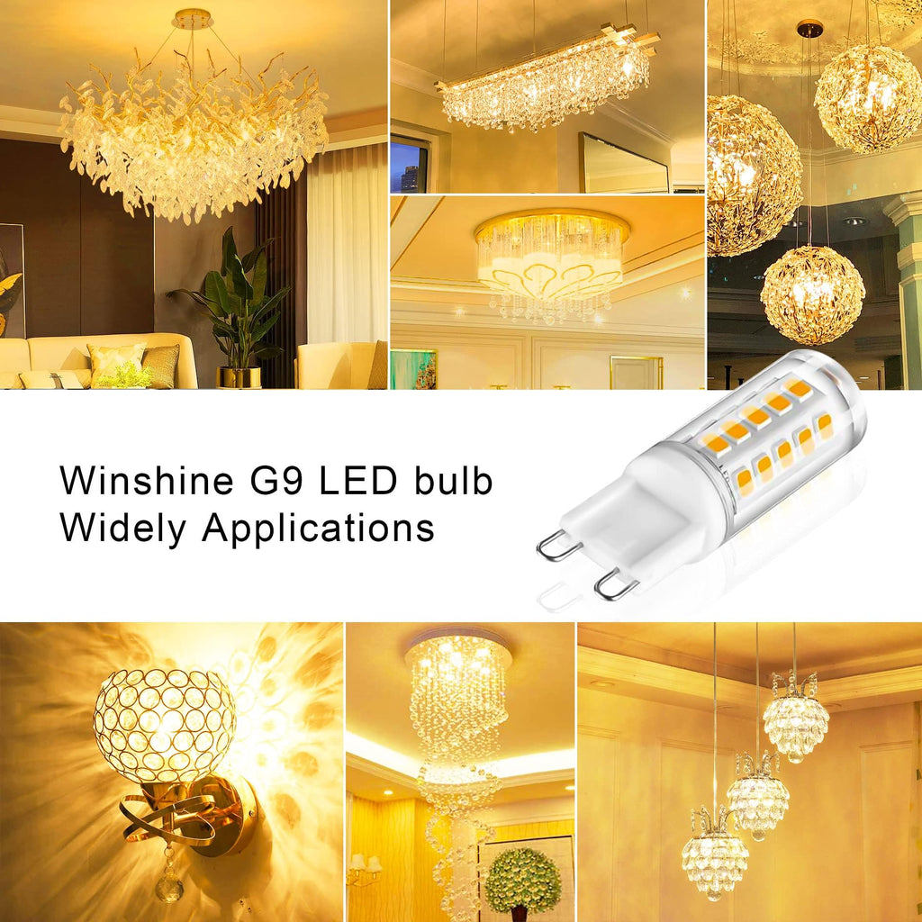winshine 24 Pack Dimmable G9 LED Light Bulb 2700K Soft White, 40W Equivalent Halogen Replacement, 4W G9 Base Chandelier Light Bulb, T4 Bi Pin Base, CRI85+ 120V 400 Lumens 360 Beam Angle