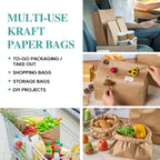 MUCHII 100 Count 57 LB Paper Grocery Bags, Large Brown Kraft Paper Bags for Storage, Shopping