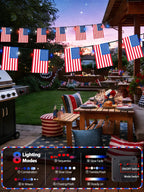 4th of July Decorations, Solar American Flag Lights Outdoor with 8 Modes, 18.8FT 25 USA Flags & 50 Red White and Blue LEDs Patriotic String Lights Waterproof for Independence Day 250th Anniversary
