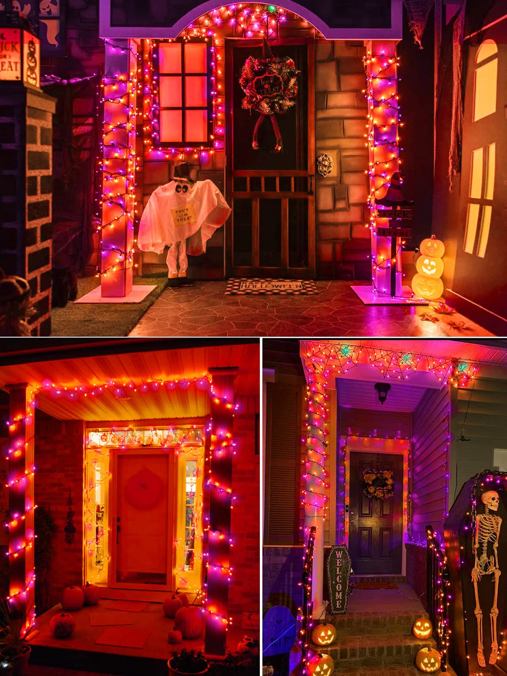 2 Pack Solar Halloween String Lights Total 144ft 400LED Orange-Purple