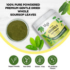 Vegs Graviola Soursop Leaf Powder - The Single Origin, True Green, Organic Graviola Leaves Powder - Gentle Dried & High Potency Soursop with Powerful Antioxidants, Vitamins – No Sugar, Non-GMO, 8 oz