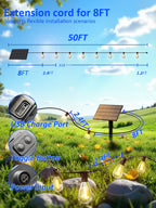 50FT Solar String Lights Outdoor Waterproof with 18+1 LED Bulbs Long Last for 20+Hrs, Commercial Grade Shatterproof USB Patio Solar Powered Lights for Camping，Backyard, Garden, Porch Decor