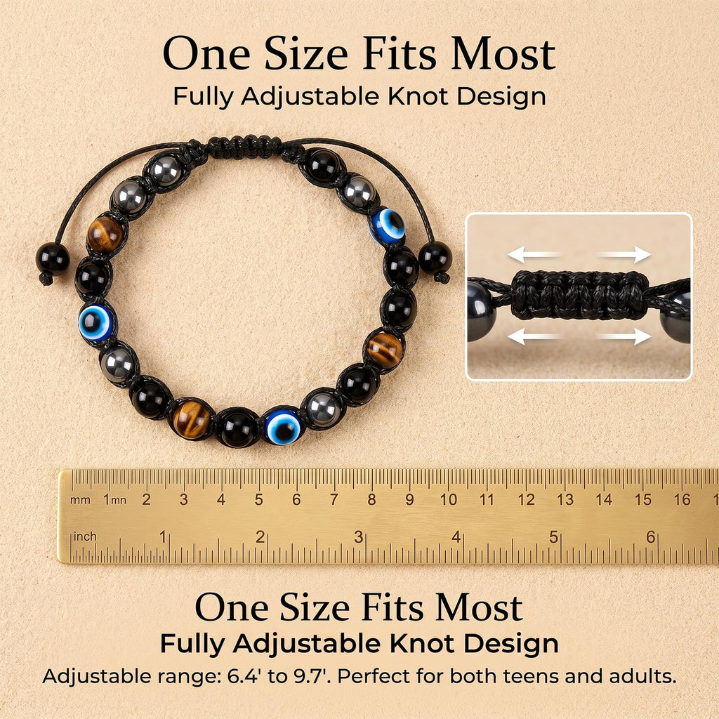 Evil Eye Bracelets for Mens Women,Mens Hematite Bracelets,Tiger Eye Bracelet for Men,Black Tourmaline Bracelet,Mens Beaded Jewelry