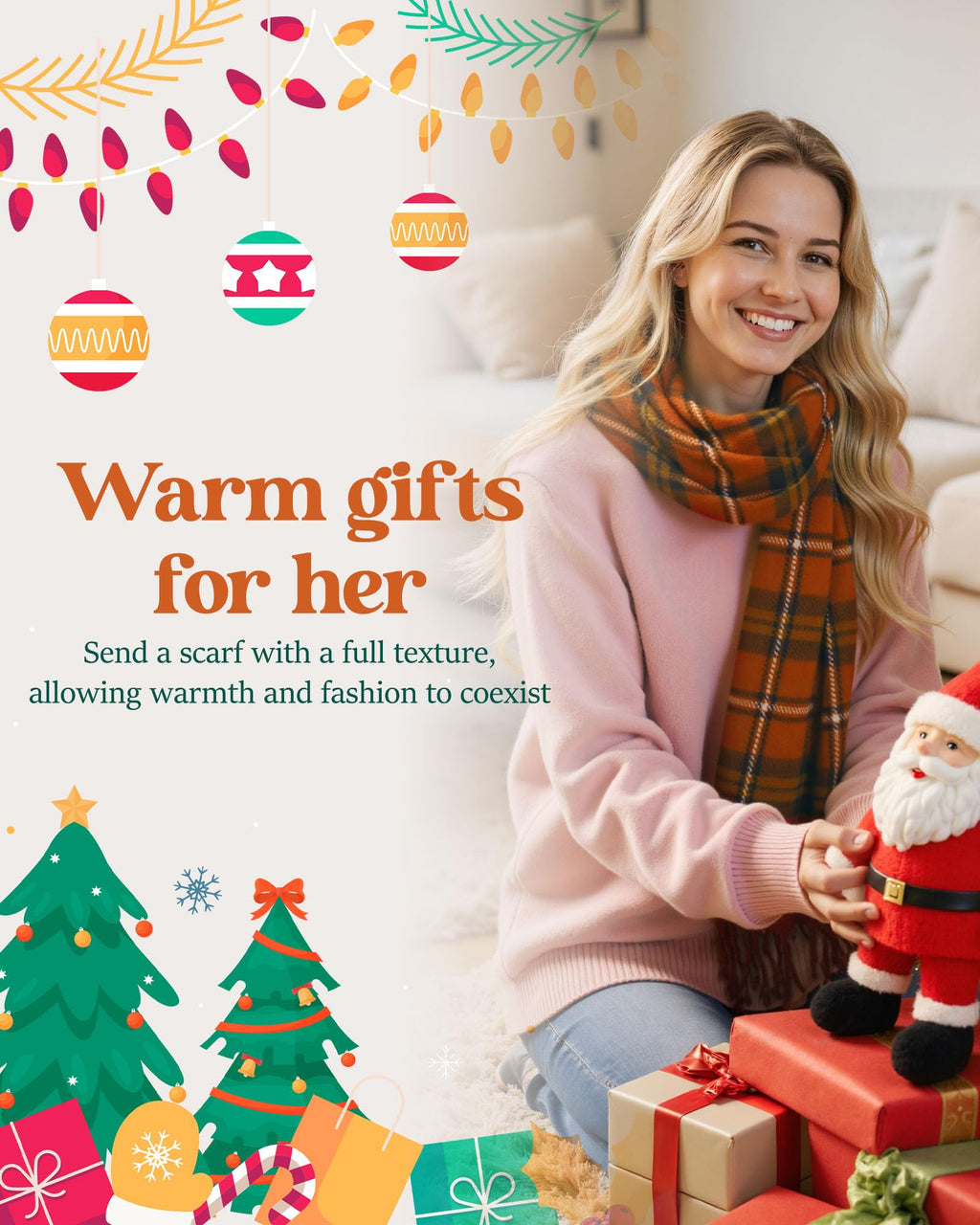 YSense Winter Scarf for Women Long Plaid Scarves Ladies Gifts