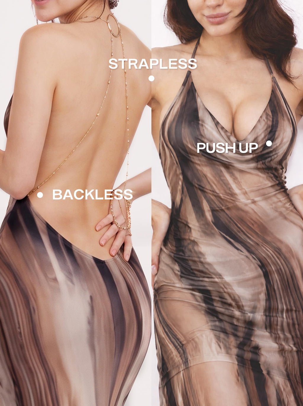 PUFF BODY Sticky Bra for Women, Adhesive Bra Push-Up (A Cup, Beige)
