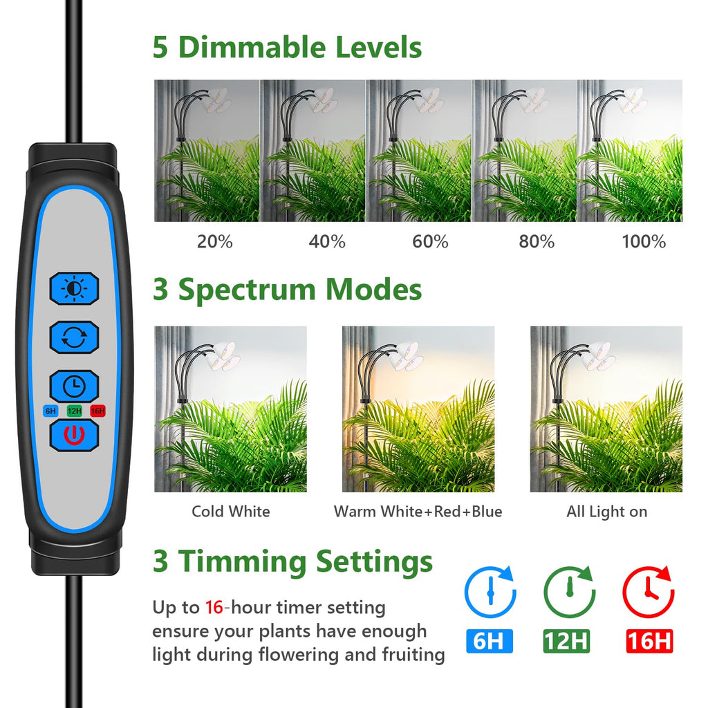 wolezek Floor Grow Lights for Indoor Plants, Full Spectrum, for Tall Plant