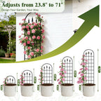 ArdeFentium 2 Pack 47" H x17 W Garden Trellis for Climbing Plants Outdoor - Metal Rustproof Arched Rose Trellis for Outdoor Indoor Roses Potted Vines Cucumbers Clematis Flowers Decorative, Black