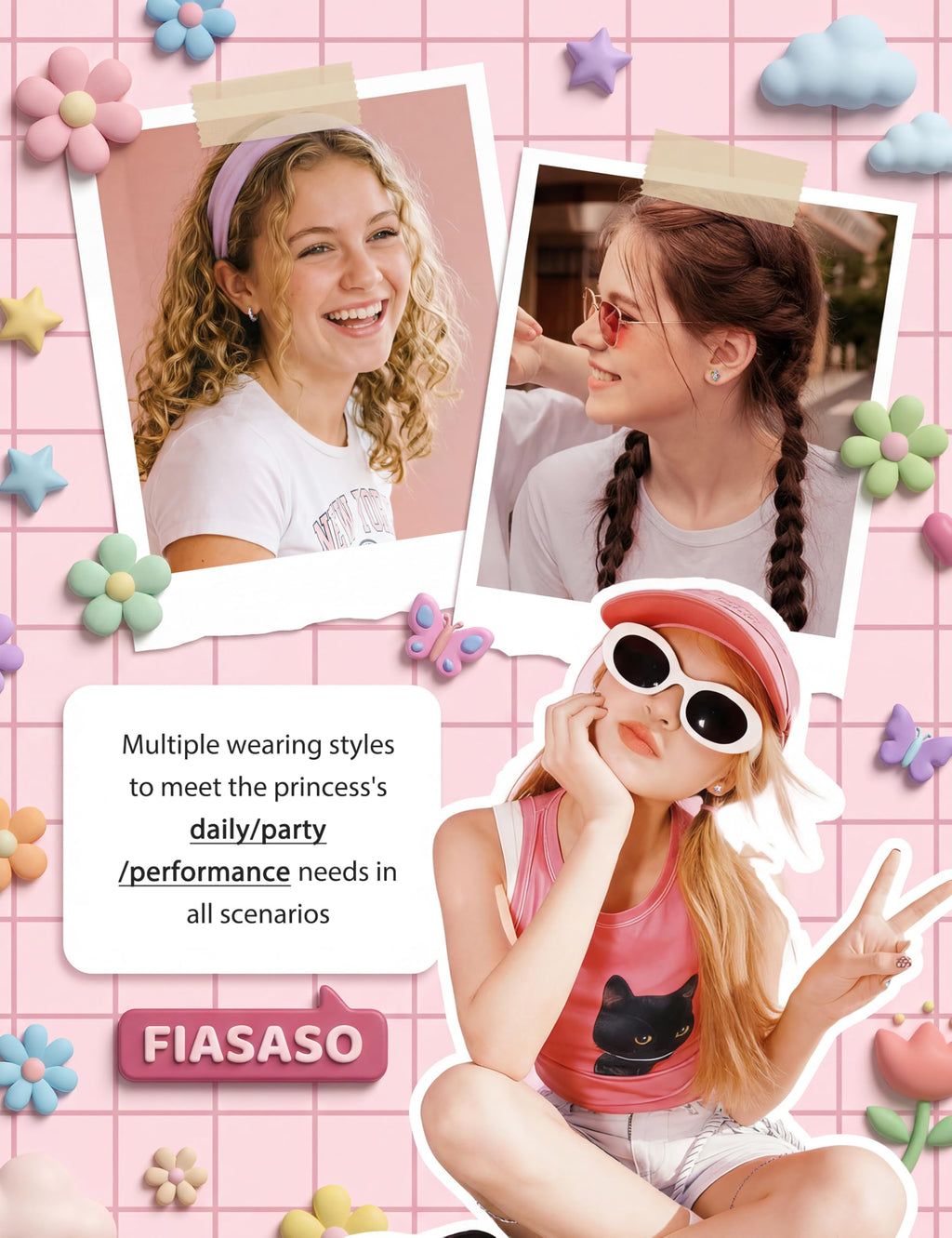 FIASASO Hypoallergenic Surgical Stainless Steel Earrings for Girls Kids Women - 12 Pair Screw Back Earrings for Sensitive Ears Cute Flower Butterfly Toddler Stud Hoop Earings Screwback Girl
