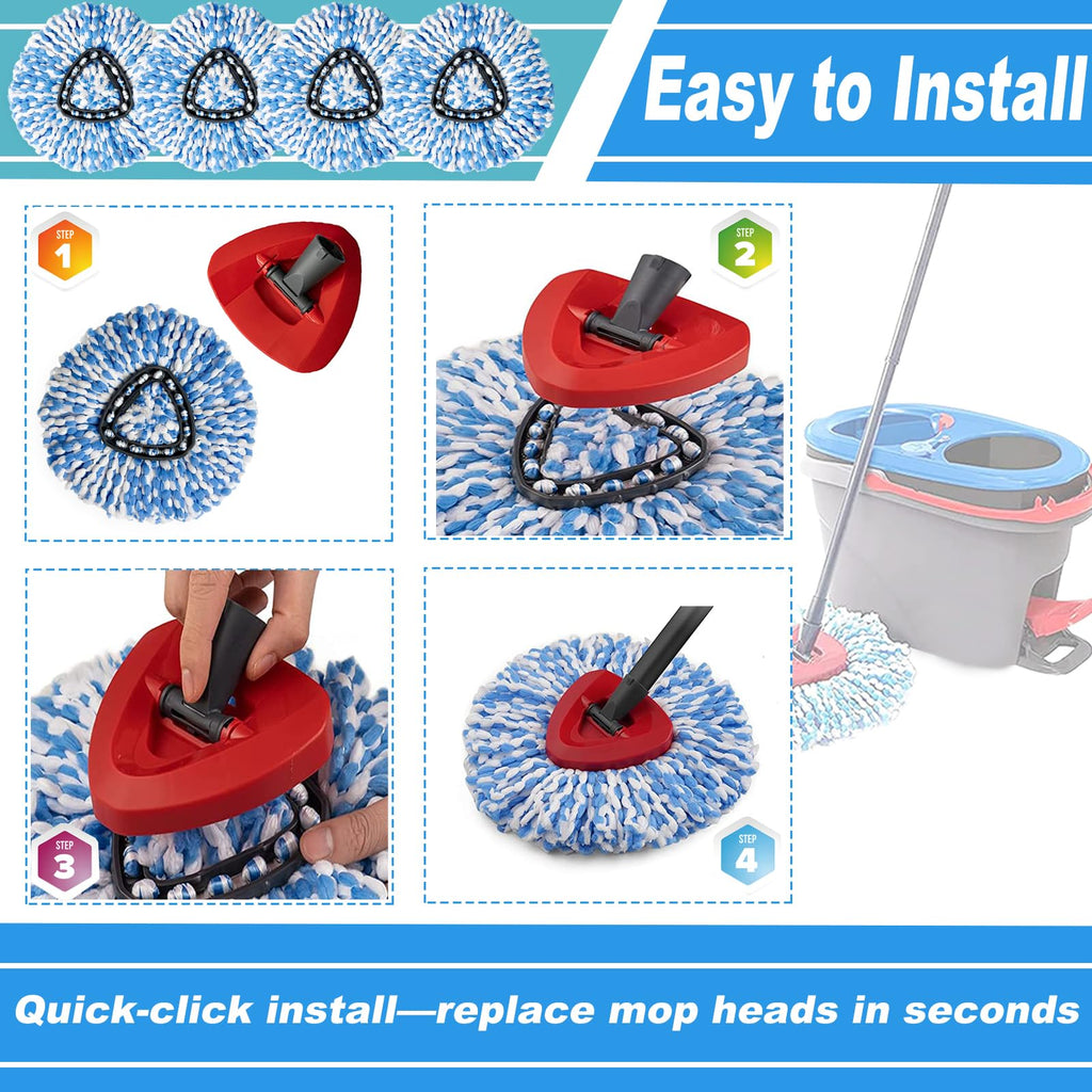 12 Pack Spin Mop Replacement Head,Fit for Rinse Clean 2-Tank System, Microfiber Mop Head Replacement Easy Wring Mop,Refill Mop Replace Head for Floor Cleaning