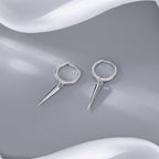 SLUYNZ Sterling Silver Spike Small Hoop Earrings for Women Teen Girls Geometric Hoop Earrings Huggie Drop (A-SILVER)