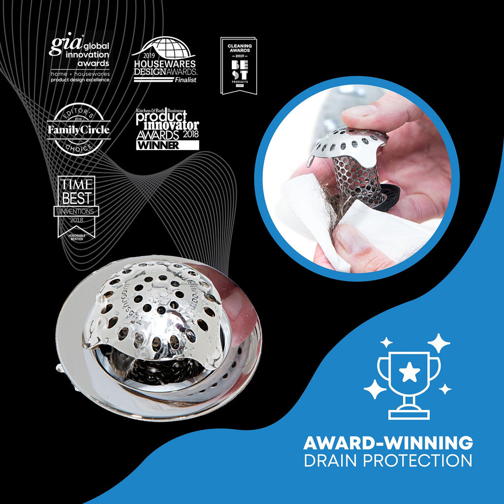 TubShroom Ultra Revolutionary Bath Tub Drain Protector Hair Catcher/Strainer/Snare Stainless Steel, Single Pack