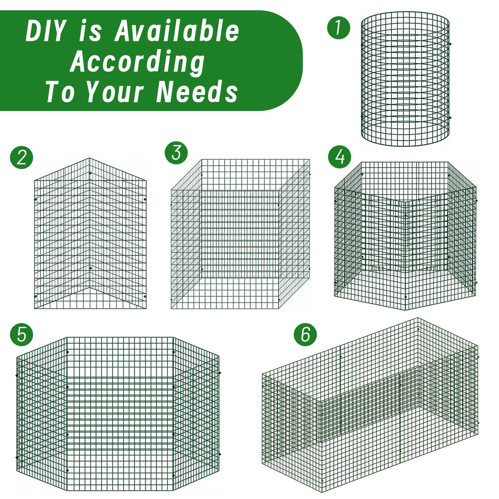 Plant Protectors from Animals - DIY Reusable Plant Cages for Outdoor Plants, Square Mesh Plant Covers Kits, 12"x12" Panels (6/18/30 Pcs) (18, Dark Green)