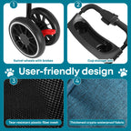 Pet Stroller,Dog Stroller for Small Medium Dogs Cats,3 Wheels,Foldable,with Breathable Mesh Canopy,Cup Holders,Easy Assembly,Green
