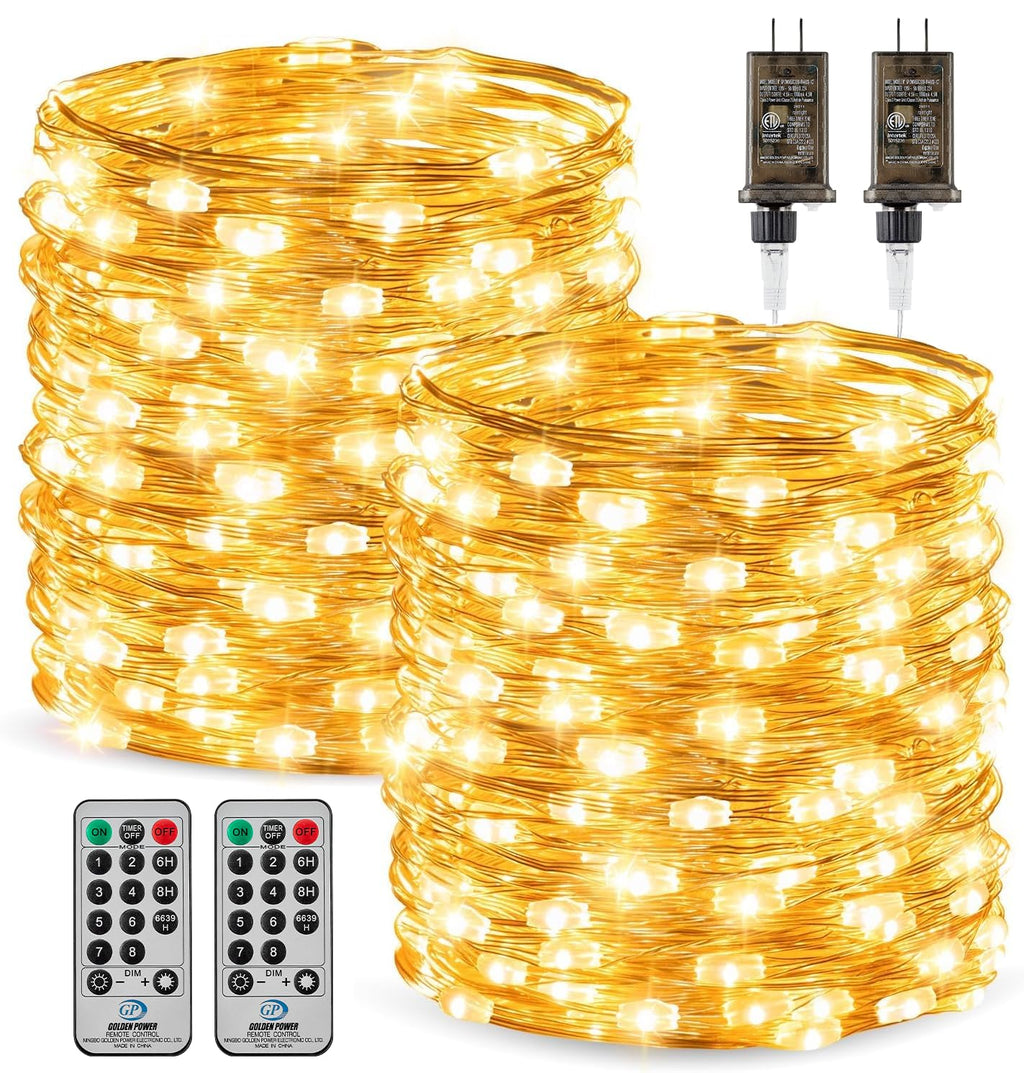 Minetom 66 Feet 200 LEDs USB Fairy String Lights with Remote, Copper Wire Starry Lights for Bedroom Wall Ceiling Christmas Tree Wreath Craft Wedding Party Decoration, Warm White