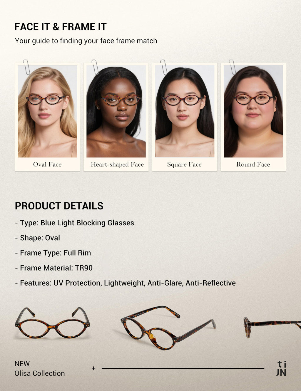 TIJN Olisa Blue Light Blocking Glasses for Women Men,Oval Small Frame Bluelight Glasses for Gaming/Computer/Screen,Tortoise