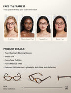 TIJN Olisa Blue Light Blocking Glasses for Women Men,Oval Small Frame Bluelight Glasses for Gaming/Computer/Screen,Tortoise