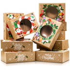 Joyousa Christmas Cookie Boxes for Gift Giving - 12 Pack Kraft Bakery Boxes