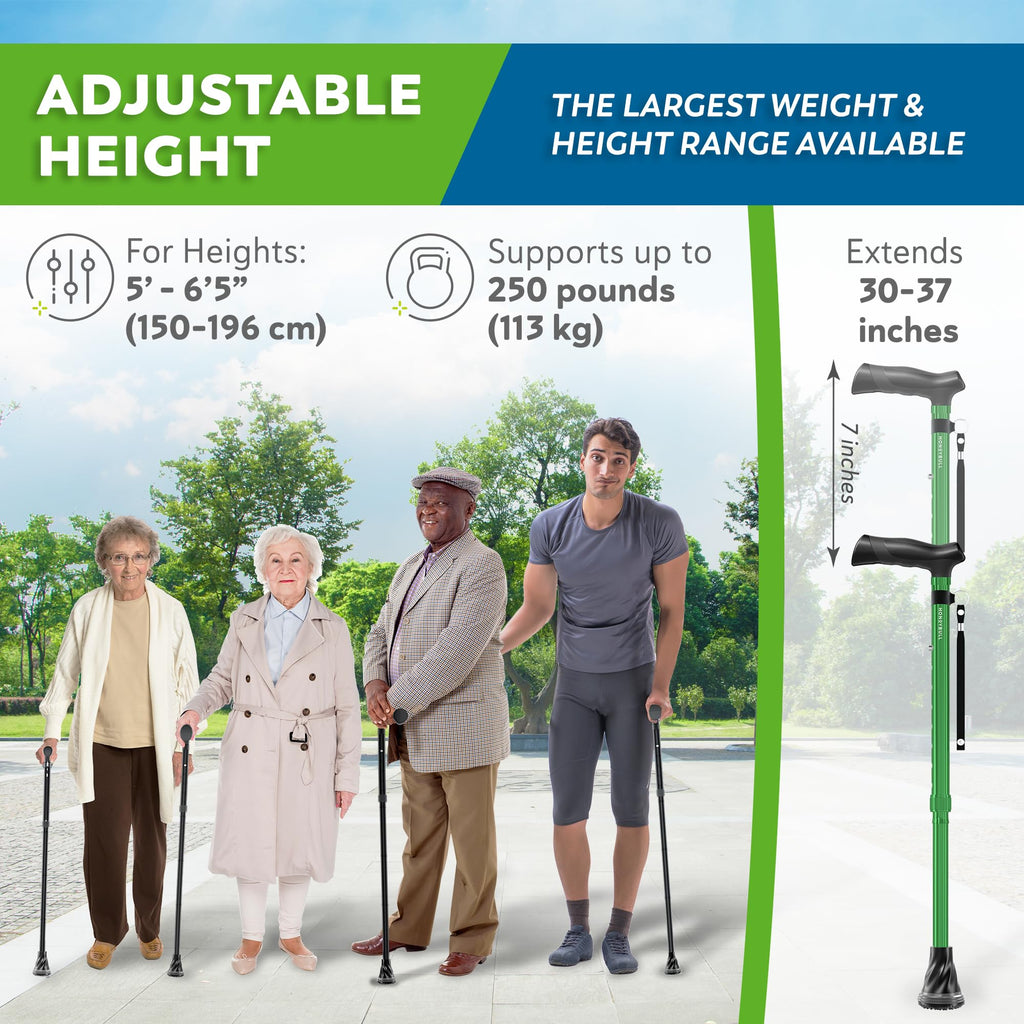 HONEYBULL Walking Cane for Men & Women – Foldable, Adjustable, Lightweight Cane with Air Cushion Tip for Stability & Ergonomic Grip, Heavy Duty Walking Sticks for Seniors (Green)