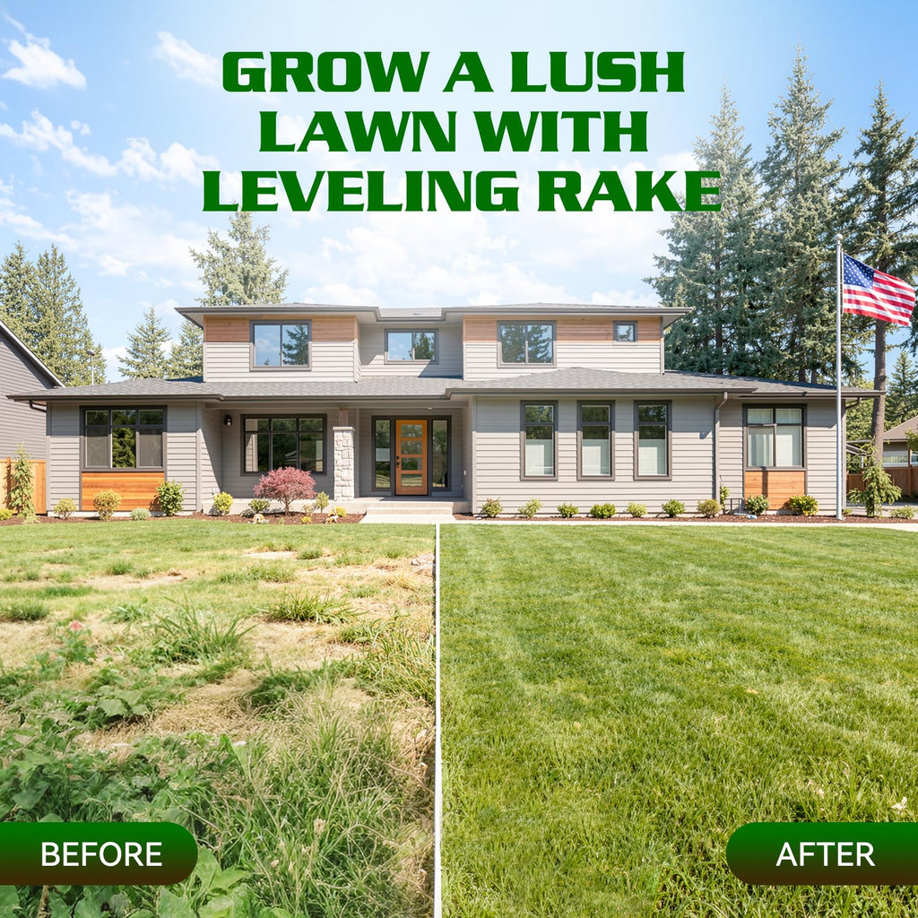Housolution 32"x10" Lawn Leveling Rake with Serrated Edge & Smooth Plate