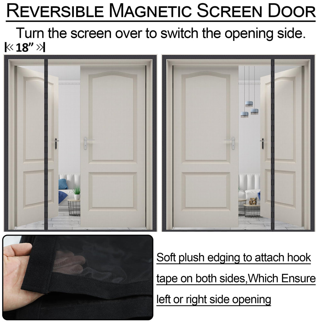 Reversible Side Opening Wide Magnetic Screen Door for Sliding & French Door