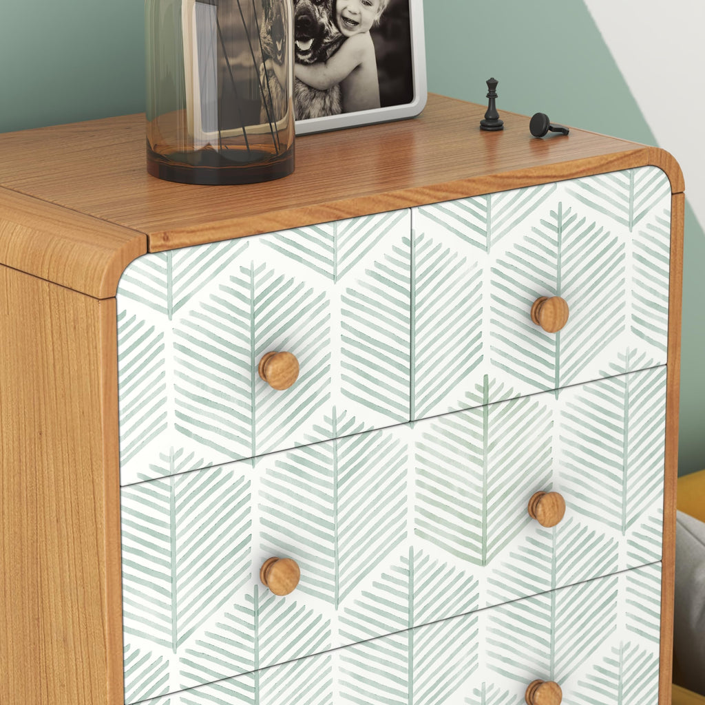 Modern Peel and Stick Wallpaper 17.3''×276'' Geometric Wallpaper Boho Contact Paper Green and White Self-Adhesive Wall Paper Removable Decorative Wallpapers for Bedroom Bathroom Cabinets Decor Vinyl