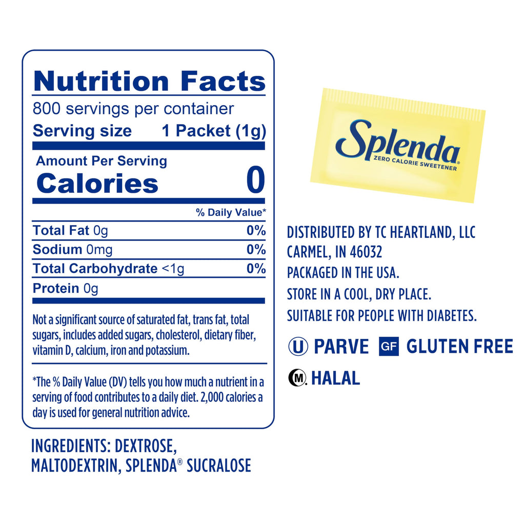 SPLENDA Zero Calorie Sweetener, 800 Count Packets