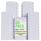 GREEN LIFESTYLE 60-Pack Cotton Wash Cloths – 14"x17" Absorbent Cleaning Rags for Housekeeping, Kitchen Towels, Bar Mop Towels, Durable Terry Cloth Rags, Premium Quality Multipurpose Washcloths
