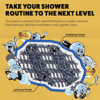 GOSHI Exfoliating Shower Towel - Long Body Scrubber, Grey