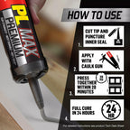 Loctite PL Premium Max Construction Adhesive, 9 fl oz Cartridge, 6 Pack - Versatile Construction Glue for Wood, Concrete, Stone & More