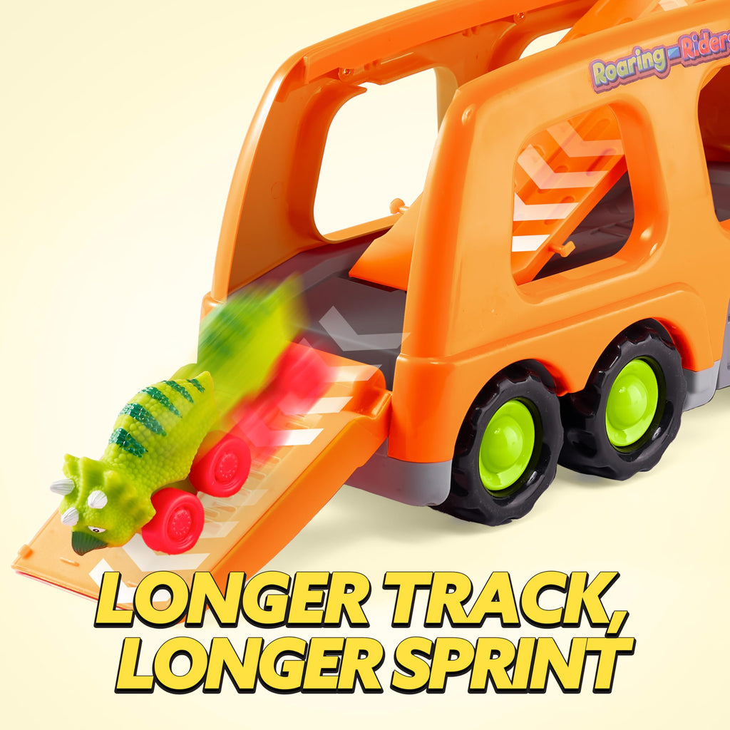 JOYIN Dinosaur Toys for Kids 2-4, Toddler Boy Toys, Dinosaur Carrier Truck with 6 Rubber Car Vehicles, Christmas Birthday Gifts with Music & Lights for 2 3 4 5 Year Old